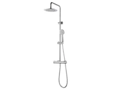Shower & Design Douchekolom-Douchekolom Met Thermostaatkraan Van Verchroomd Roestvrij Staal Ateya - 126 Cm
