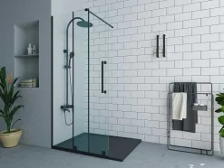 Shower & Design Douchewand-Douchescherm In Industriele Stijl Van Matzwart Metaal - 120 X 200 Cm - Yorem