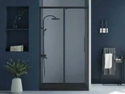 Shower & Design Douchewand-Doucheschuifdeur In Industriele Stijl - Zwart Mat - 120 X 195 Cm - Toroni