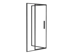 Shower & Design Douchewand-Douchewand Met Draaideur, Mat Zwart, Industriele Stijl - 120 X 80 X 195 Cm - Toroni