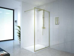Shower & Design Douchewand-Douchewand Voor Inloopdouche 120 X 200 Cm Goudkleurig Gehard Glas Amberi
