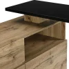 Vente-unique Barmeubel-Draaibaar Barmeubel Eldir - 2 Deuren, 1 Lade En 1 Nis - Mdf - Eiken & Zwart