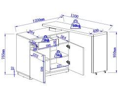 Vente-unique Barmeubel-Draaibaar Barmeubel Eldir - 2 Deuren, 1 Lade En 1 Nis - Mdf - Eiken & Zwart
