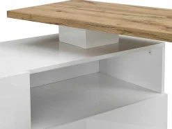 Vente-unique Barmeubel-Draaibaar Barmeubel Eldir- 2 Deuren, 1 Lade En 1 Nis - Mdf - Witgelakt & Eiken
