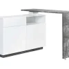 Vente-unique Barmeubel-Draaibaar Barmeubel Eldir - 2 Deuren, 1 Lade En 1 Nis - Mdf - Witgelakt & Betonkleur