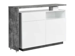 Vente-unique Barmeubel-Draaibaar Barmeubel Eldir - 2 Deuren, 1 Lade En 1 Nis - Mdf - Witgelakt & Betonkleur