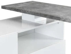 Vente-unique Barmeubel-Draaibaar Barmeubel Eldir - 2 Deuren, 1 Lade En 1 Nis - Mdf - Witgelakt & Betonkleur