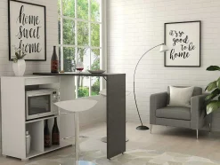 Vente-unique Barmeubel-Draaibaar Barmeubel Saturne - Wit En Beton