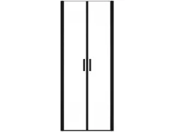Shower & Design Douchewand-Draaibare Douchedeur - 80 X 195 Cm - Zwart Mat - Gehard Glas - Sarasota