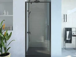 Shower & Design Douchewand-Draaibare Douchedeur Van Matzwart Metaal - Industriele Stijl - 90 X 195 Cm - Tamri