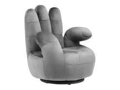 Vente-unique Handstoel-Draaibare Fauteuil Hand Catchy Van Fluweel - Antraciet