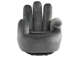 Vente-unique Handstoel-Draaibare Fauteuil Hand Catchy Van Fluweel - Antraciet