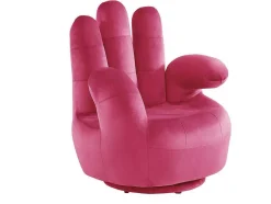 Vente-unique Handstoel-Draaibare Fauteuil Hand Catchy Van Fluweel - Fuchsia