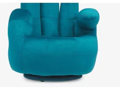 Vente-unique Handstoel-Draaibare Fauteuil Hand Catchy Van Fluweel - Eendenblauw