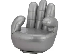 Vente-unique Handstoel-Draaiende Fauteuil Catchy Van Kunstleer - Zilverkleurig