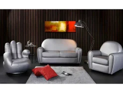 Vente-unique Handstoel-Draaiende Fauteuil Catchy Van Kunstleer - Zilverkleurig
