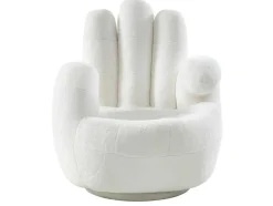 Vente-unique Handstoel-Draaiende Fauteuil Van Imitatiebont Catchy - Wit