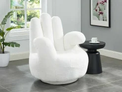 Vente-unique Handstoel-Draaiende Fauteuil Van Imitatiebont Catchy - Wit