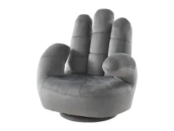Vente-unique Handstoel-Draaiende Kinderfauteuil Catchy Van Fluweel - Antraciet