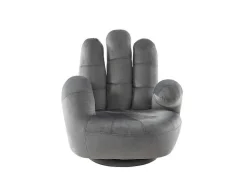 Vente-unique Handstoel-Draaiende Kinderfauteuil Catchy Van Fluweel - Antraciet