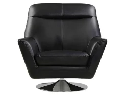 Vente-unique Fauteuil Leer-Draaifauteuil Ithaque In Buffelleer - Zwart