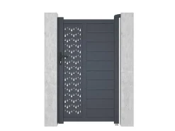 EXPERTLAND Hekjes & Poorten-Draaipoort Van Aluminium Met Motieven - Halfopengewerkt - L. 103 X H. 181 Cm - Antraciet - Gregor