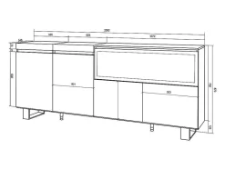 Skraut Home Buffetkast-Dressoir, Opbergkast, 210, 4 Deuren, Elektrische Haard Xxl, Industrieel Design, Cement