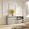 Skraut Home Buffetkast-Dressoir, Opbergkast, 210, 4 Deuren, Elektrische Haard Xxl, Cement