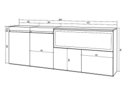 Skraut Home Buffetkast-Dressoir, Opbergkast, 210, 4 Deuren, Elektrische Haard Xxl, Cement