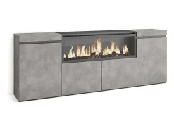 Skraut Home Buffetkast-Dressoir, Opbergkast, 210, 4 Deuren, Elektrische Haard Xxl, Cement