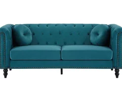 Vente-unique Bankstel 3+2-Drie- En Tweezitsbank Van Blauwgroen Velours Turner