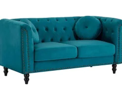 Vente-unique Bankstel 3+2-Drie- En Tweezitsbank Van Blauwgroen Velours Turner