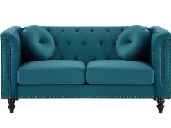 Vente-unique Bankstel 3+2-Drie- En Tweezitsbank Van Blauwgroen Velours Turner