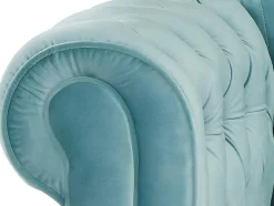 Vente-unique Bankstel 3+2-Drie- En Tweezitsbank Van Pastelblauw Velours Chesterfield