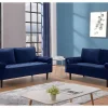 Vente-unique Aanbiedingen: Zitbank & Fauteuil-Drie- En Tweezitsbank Van Fluweel Fleuet - Donkerblauw
