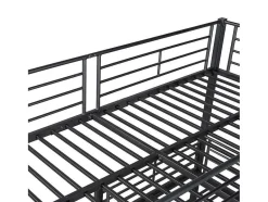 Vente-unique Kinderbed Stapelbed-Driedubbele Stapelbedden 90 X 200 Cm - Hoge Reling En Ladder - Metaal - Zwart