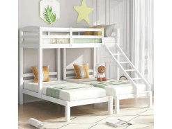 ModernLuxe Kinderbed Stapelbed-Driepersoonsstapelbed Met Lattenbodem - 90X200Cm - Massief Hout - Wit