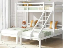 ModernLuxe Kinderbed Stapelbed-Driepersoonsstapelbed Met Lattenbodem - 90X200Cm - Massief Hout - Wit