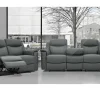 Vente-unique Bankstel 3+2-Driezits- En Tweezits Relaxbank Evasion Van Leer - Grijs - Met Barblad