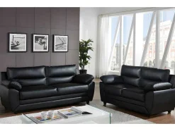 Vente-unique Bankstel 3+2-Driezits- En Tweezitsbank Manoa Van Kunstleer - Zwart