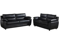 Vente-unique Bankstel 3+2-Driezits- En Tweezitsbank Manoa Van Kunstleer - Zwart