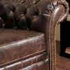 Vente-unique Bankstel 3+2-Driezits- En Tweezitsbank Chesterfield Clotaire Van 100% Leer Met Lived-In Aspect