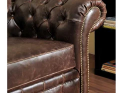 Vente-unique Bankstel 3+2-Driezits- En Tweezitsbank Chesterfield Clotaire Van 100% Leer Met Lived-In Aspect