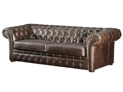 Vente-unique Bankstel 3+2-Driezits- En Tweezitsbank Chesterfield Clotaire Van 100% Leer Met Lived-In Aspect