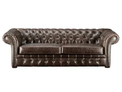 Vente-unique Bankstel 3+2-Driezits- En Tweezitsbank Chesterfield Clotaire Van 100% Leer Met Lived-In Aspect