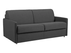 Vente-unique Slaapbank Met Matras-Driezits Express Bedbank Van Stof Calife - Grijs - Slaap Afmeting 140 Cm - Matras 22 Cm