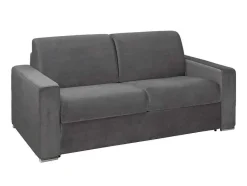 Vente-unique Speciale Modellen Zitbanken & Fauteuils-Driezits Express Bedbank Van Fluweel Calito - Antraciet - Tweepersoonsbed 140 Cm - Matras 14 Cm