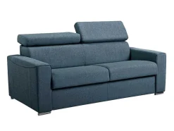 Vente-unique Speciale Modellen Zitbanken & Fauteuils-Driezits Express Slaapbank Van Stof Vizir - Blauw - Slaapafmeting Met Brede Latten 140 Cm - Matras 18 Cm