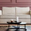 Vente-unique 2En 3-Zitsbank-Driezits Express Slaapbank Van Ribfluweel - Beige - Loreto