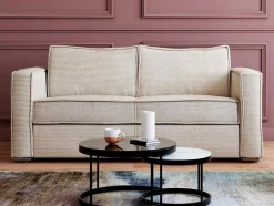 Vente-unique 2En 3-Zitsbank-Driezits Express Slaapbank Van Ribfluweel - Beige - Loreto